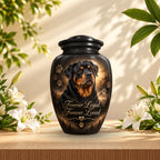 custom dog photo memorial urn for pet ashes, handmade aluminum pet memorial urn with photo – picture 5