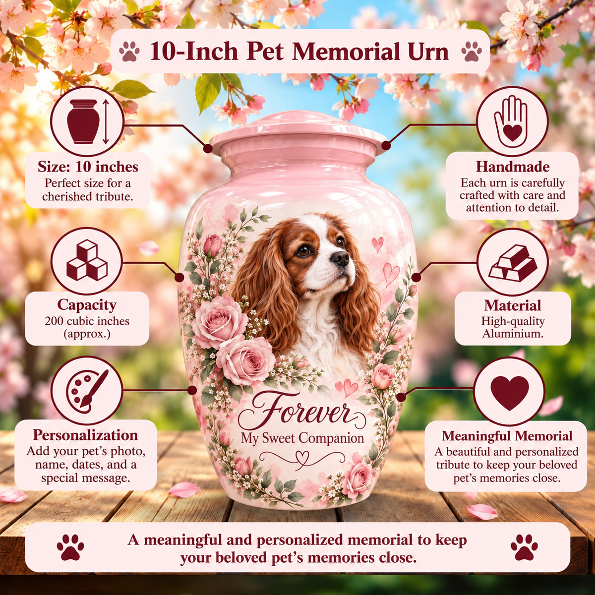 custom dog photo urn for dog ashes, handmade aluminum pet memorial urn with photo – picture 6