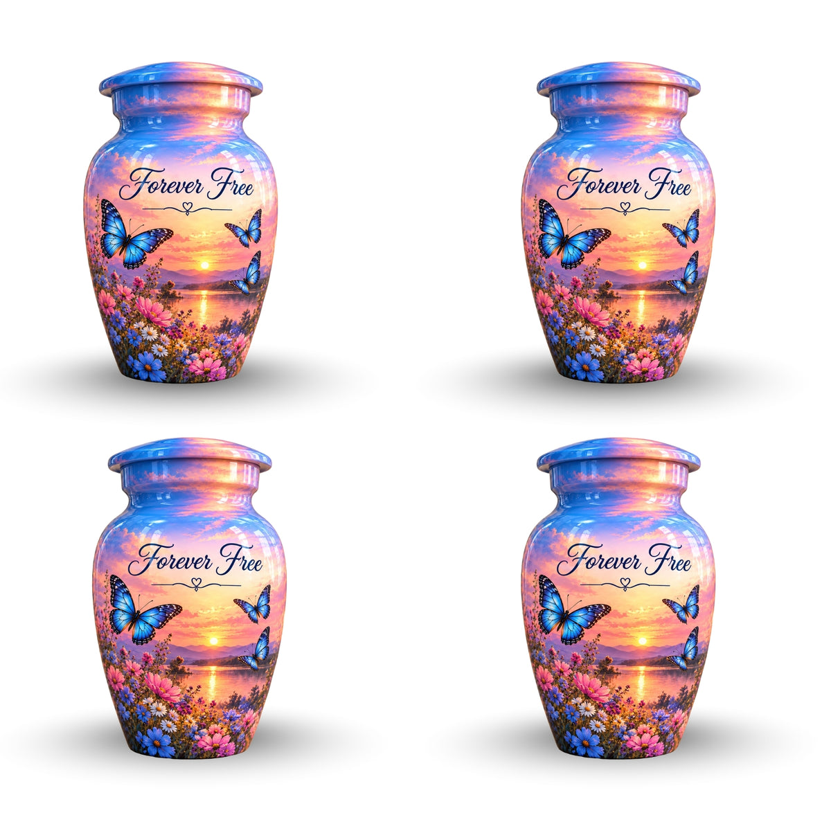 Butterfly Meadow Cremation Urn for Human Ashes – Personalized Handmade Aluminum Urn