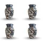 mythical dragon cremation urn with keepsakes, handmade aluminum urn – photo 6
