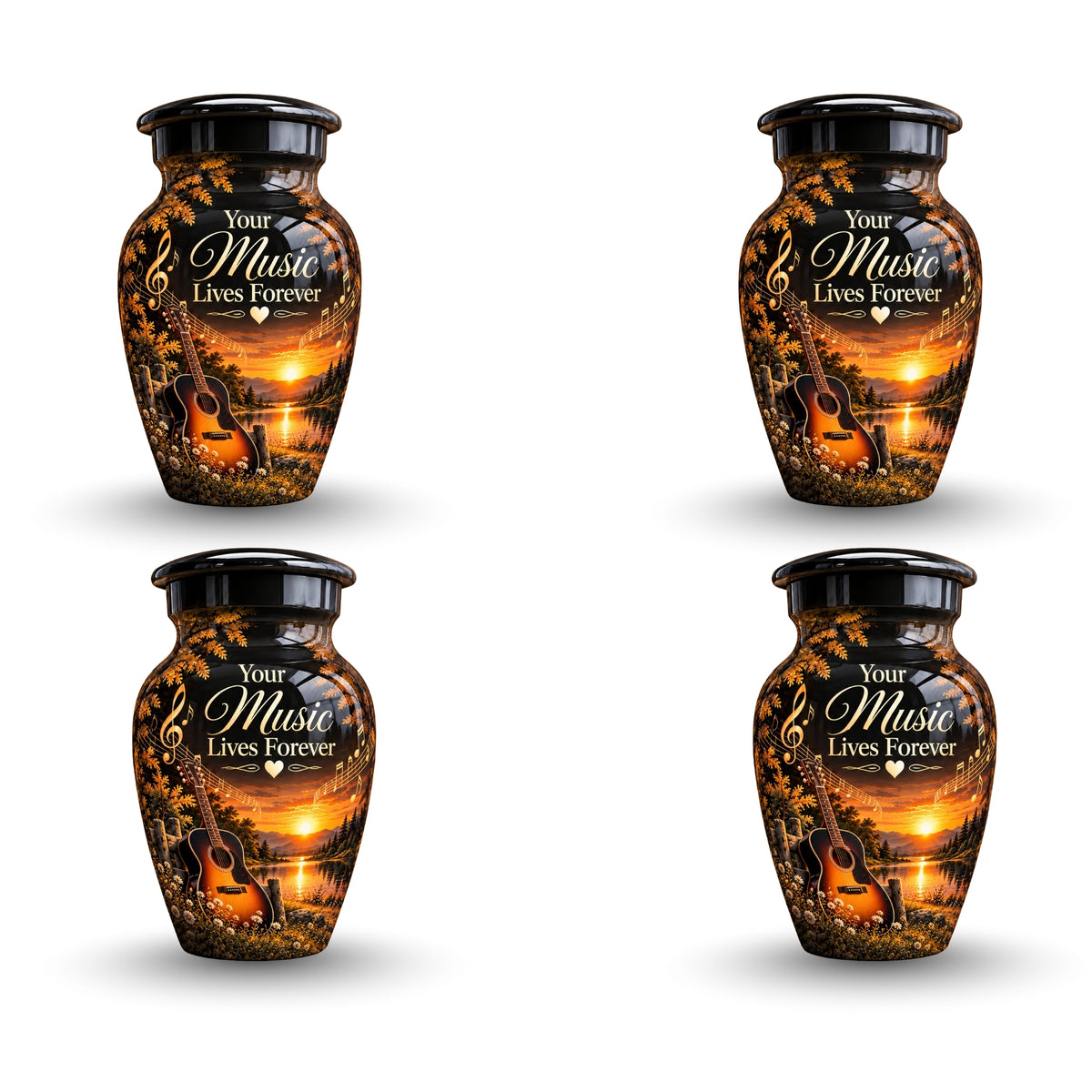 acoustic guitar sunset cremation urn for human ashes, handmade aluminum – photo 6