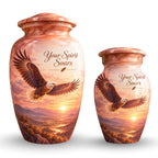 Bald Eagle Cremation Urn for Human Ashes – Personalized Handmade Aluminum Urn