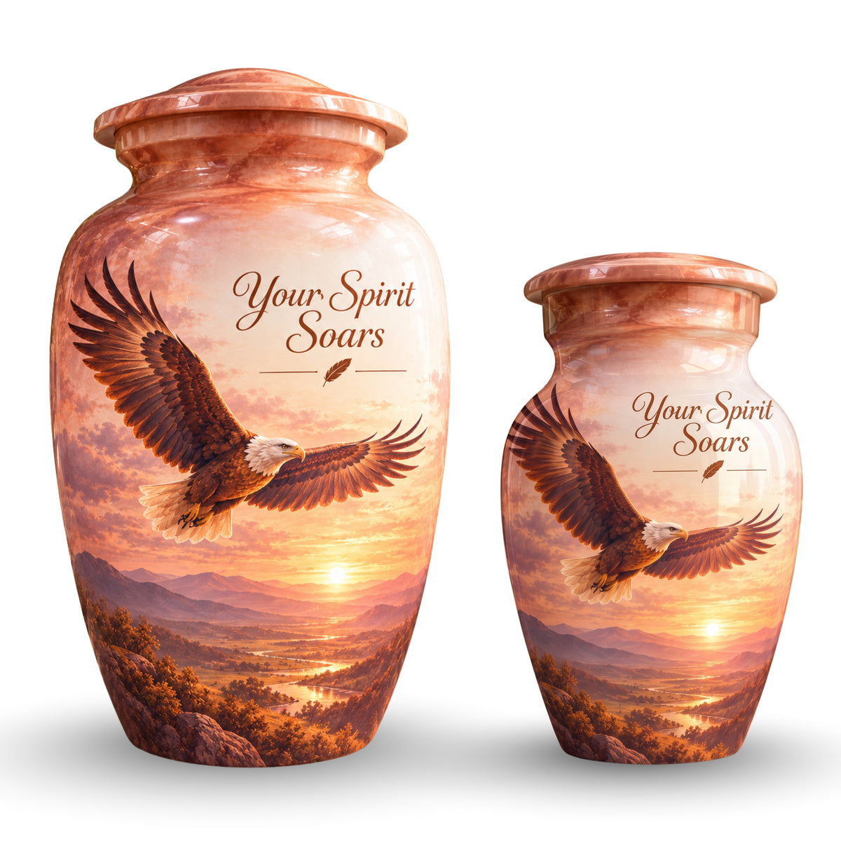 Bald Eagle Cremation Urn for Human Ashes – Personalized Handmade Aluminum Urn