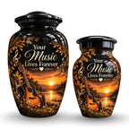 acoustic guitar sunset cremation urn for human ashes, handmade aluminum – photo 7