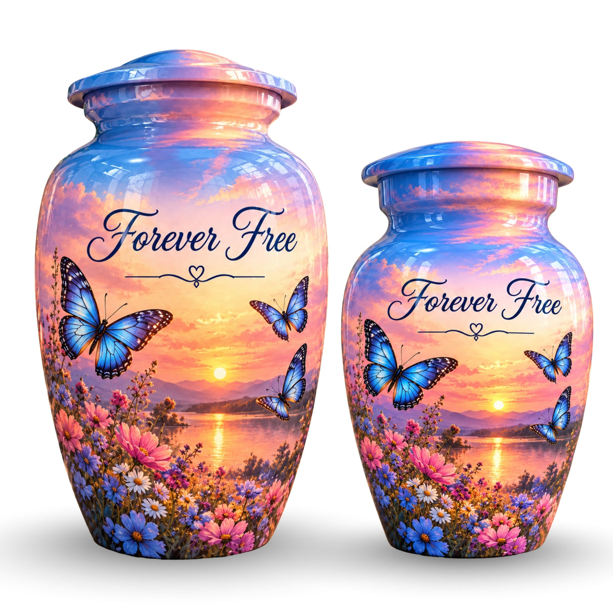 Butterfly Meadow Cremation Urn for Human Ashes – Personalized Handmade Aluminum Urn