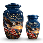 patriotic eagle memorial cremation urn for human ashes, handmade aluminum – photo 7