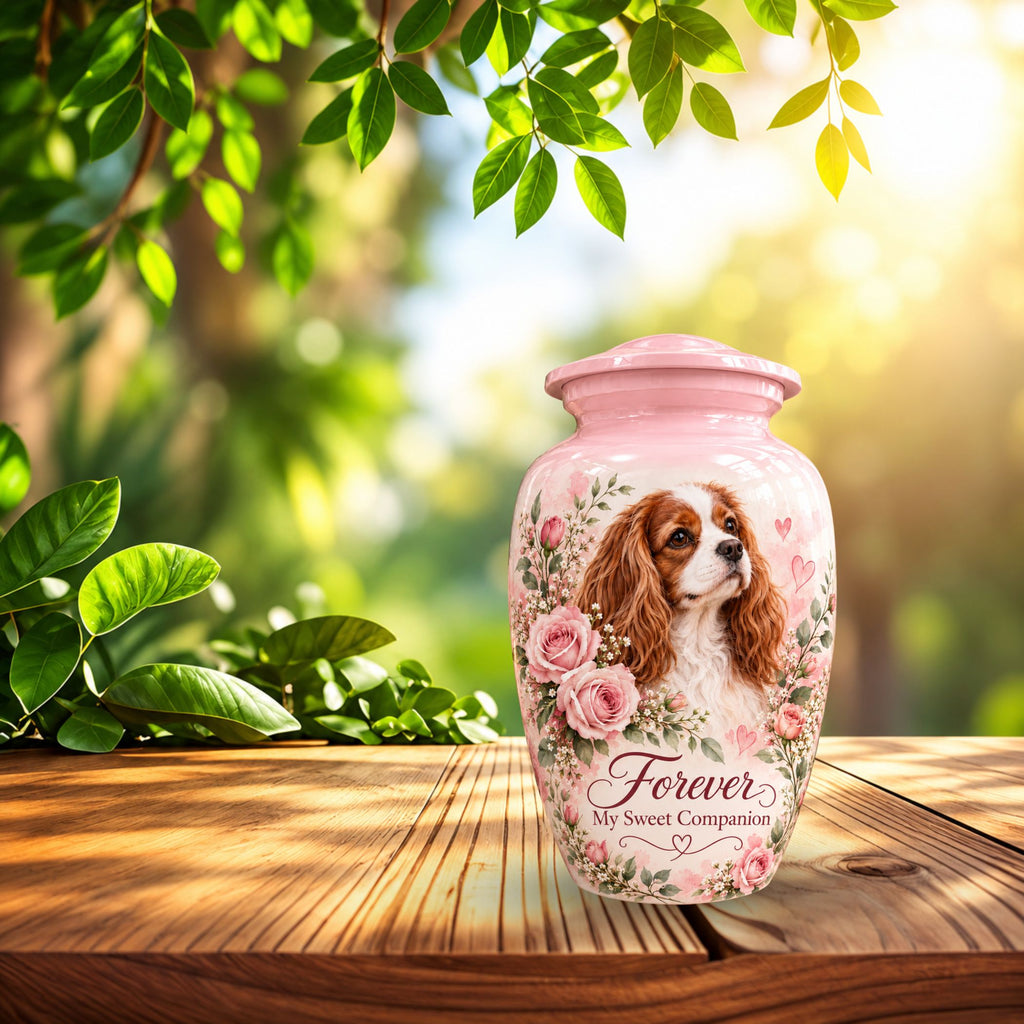 custom dog photo urn for dog ashes, handmade aluminum pet memorial urn with photo – picture 8