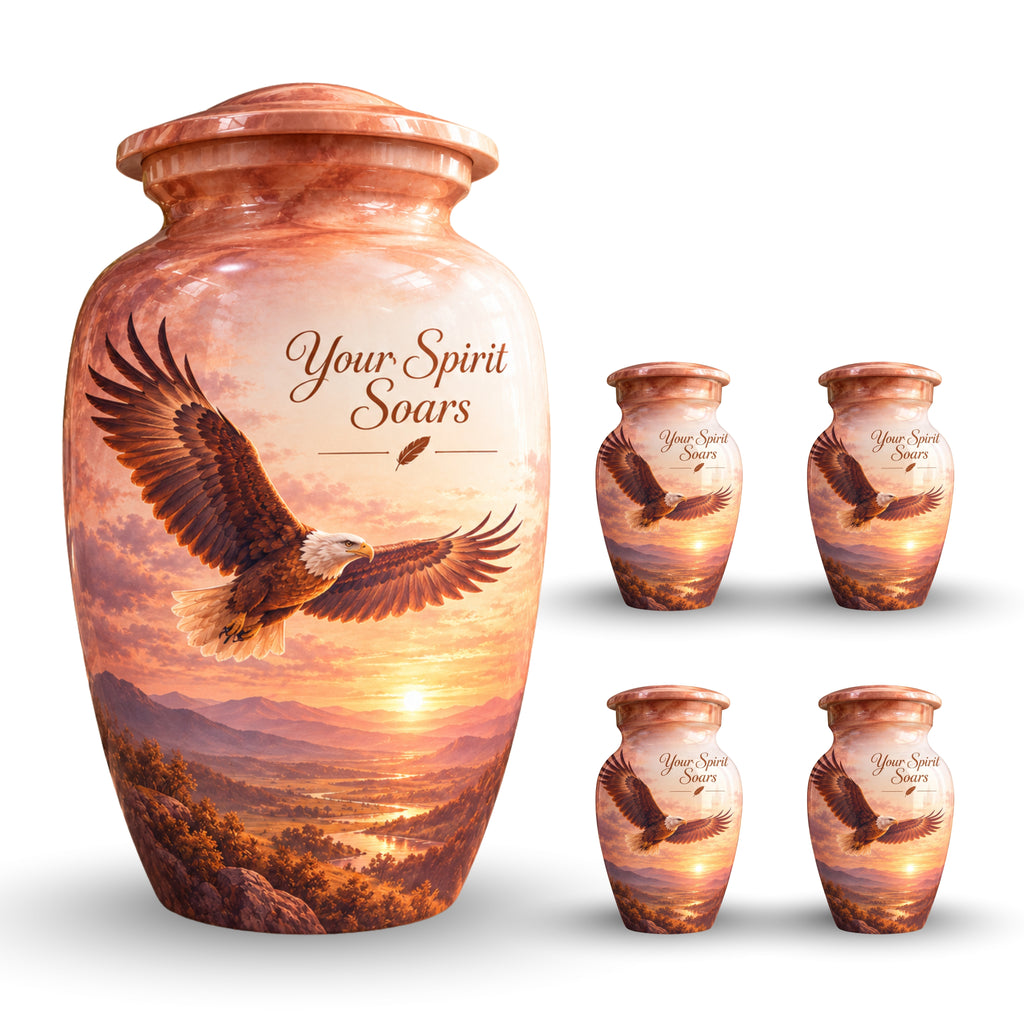 Bald Eagle Cremation Urn for Human Ashes – Personalized Handmade Aluminum Urn