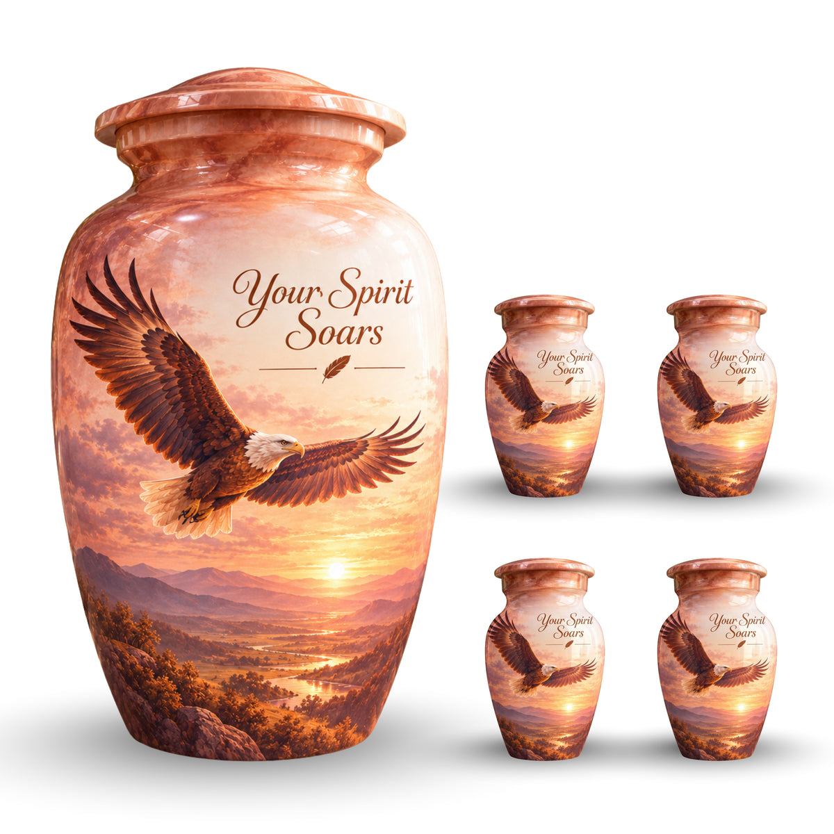 Bald Eagle Cremation Urn for Human Ashes – Personalized Handmade Aluminum Urn