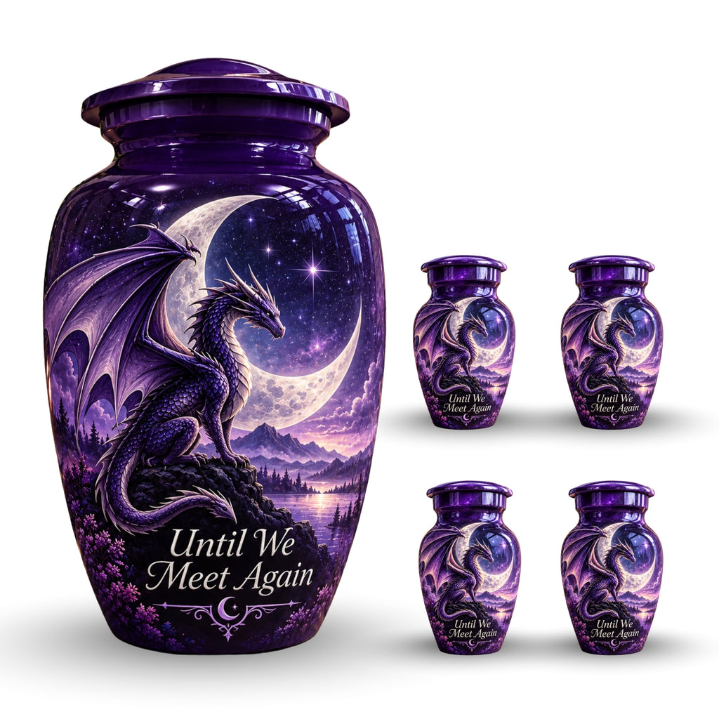 mythical dragon urn for human ashes, handmade aluminum urn – photo 8