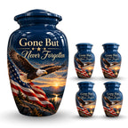 patriotic eagle memorial cremation urn for human ashes, handmade aluminum – photo 8