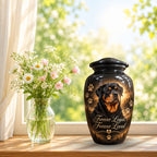custom dog photo memorial urn for pet ashes, handmade aluminum pet memorial urn with photo – picture 9