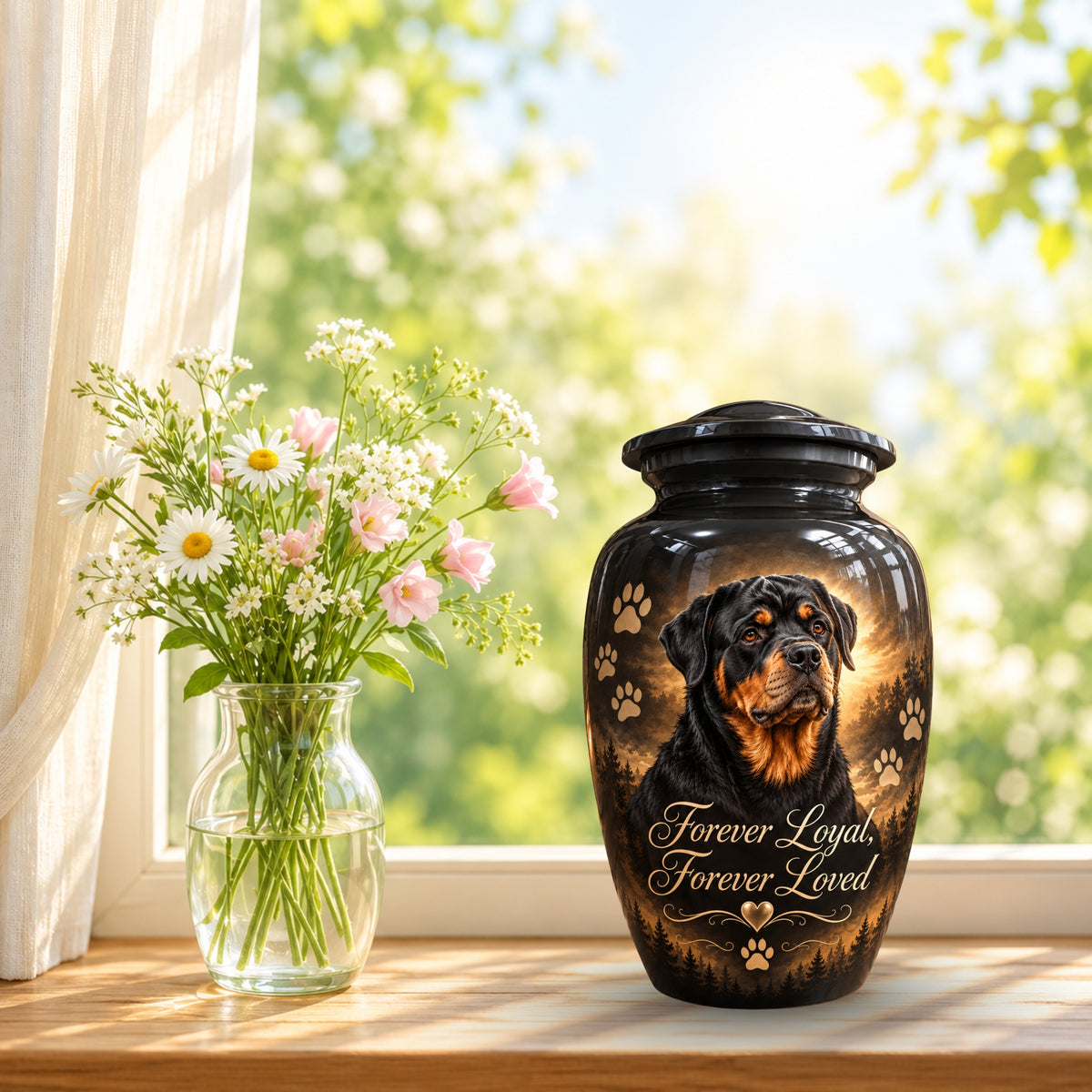 custom dog photo memorial urn for pet ashes, handmade aluminum pet memorial urn with photo – picture 9
