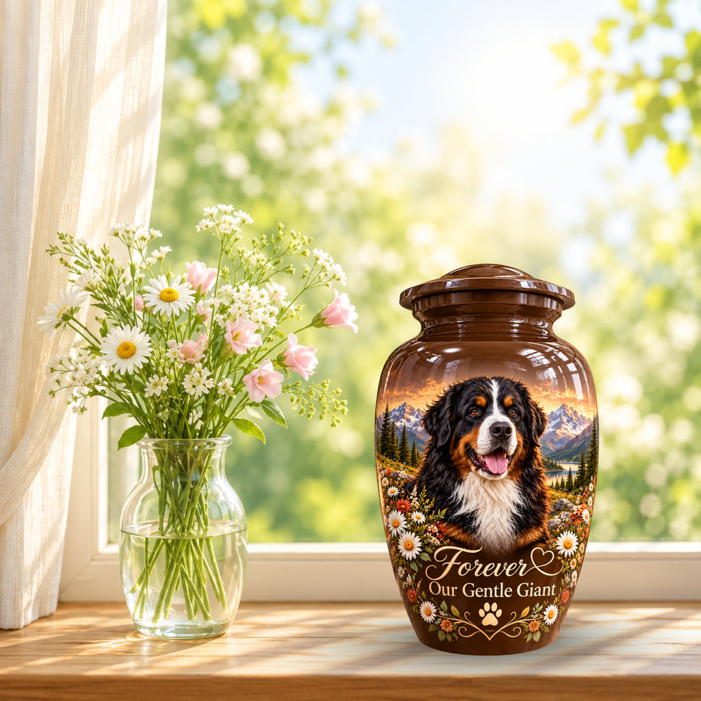 dog photo memorial urn for dog ashes, handmade aluminum pet memorial urn with photo – picture 9