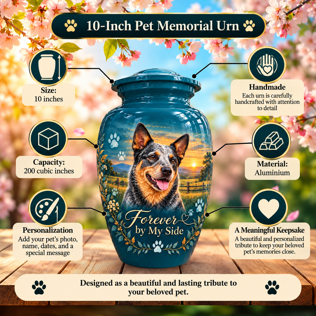 custom pet photo cremation urn for pet ashes, handmade aluminum pet memorial urn with photo – picture 6