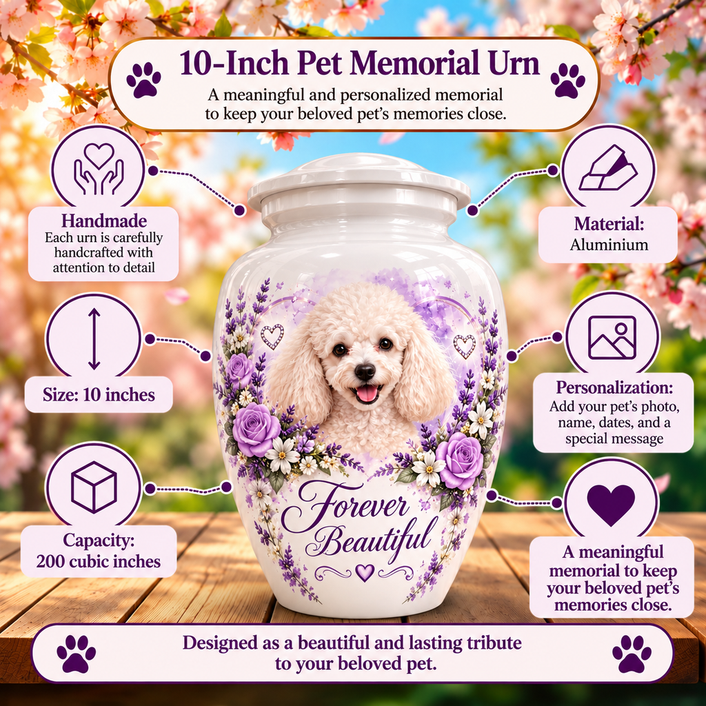 personalized dog memorial cremation urn for dogs, handmade aluminum pet memorial urn with photo – picture 6