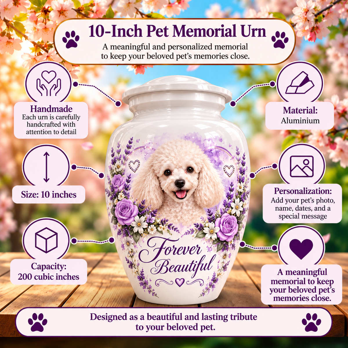 personalized dog memorial cremation urn for dogs, handmade aluminum pet memorial urn with photo – picture 6