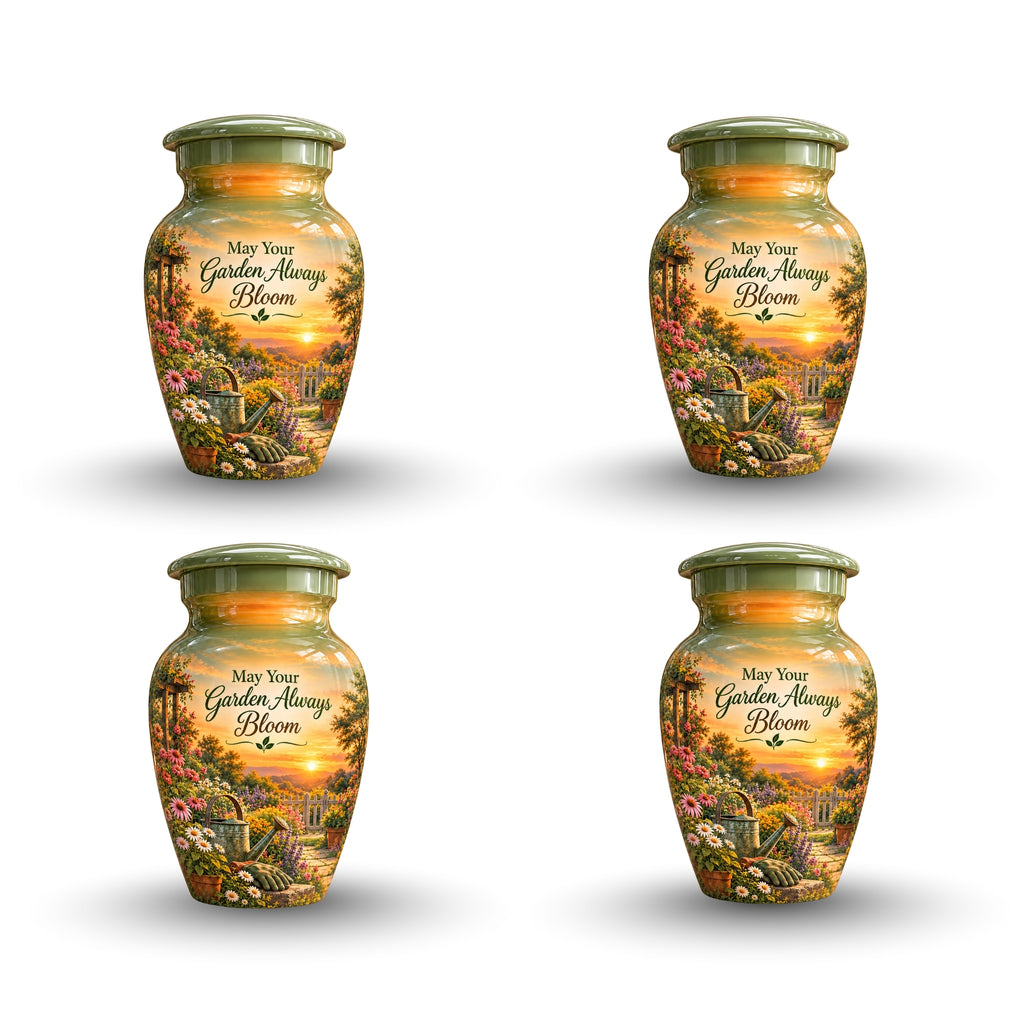 Peaceful Garden Sunset Cremation Urn for Human Ashes – Personalized Handmade Aluminum Urn