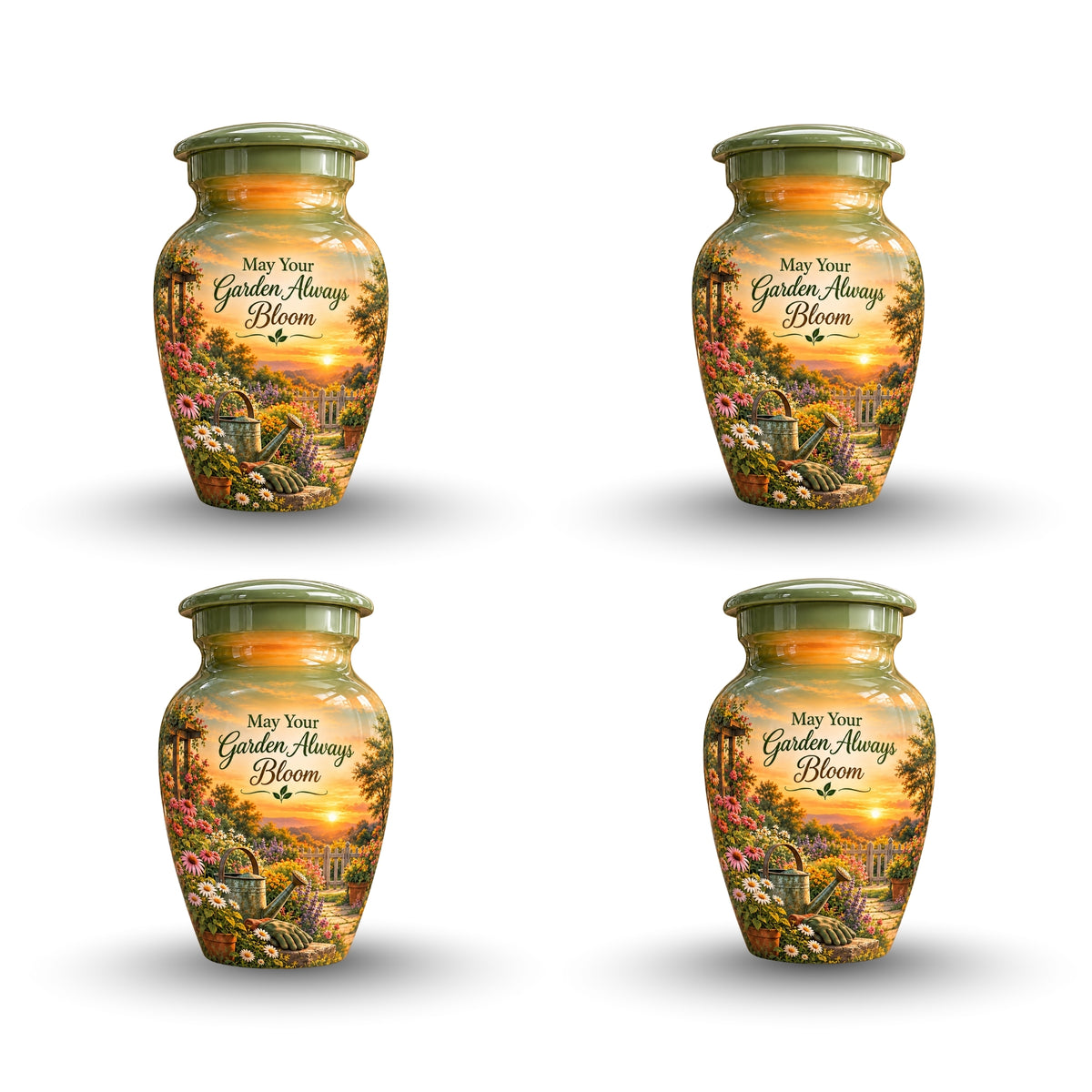 Peaceful Garden Sunset Cremation Urn for Human Ashes – Personalized Handmade Aluminum Urn