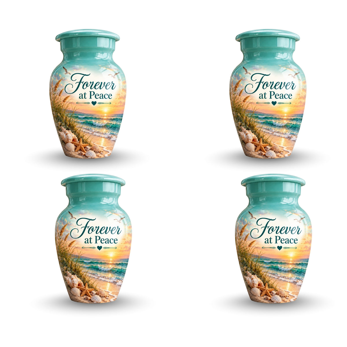 seashell beach sunset cremation urn for human ashes, handmade aluminum – photo 6