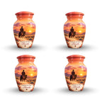 Watercolor Horse and Rider Cremation Urn for Human Ashes – Personalized Handmade Aluminum Urn