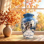 great dane cremation urn for pet ashes, handmade aluminum pet memorial urn with photo – picture 7
