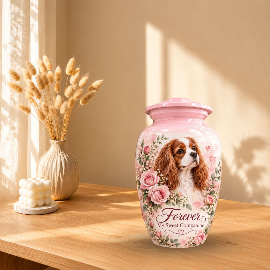 custom dog photo urn for dog ashes, handmade aluminum pet memorial urn with photo – picture 10
