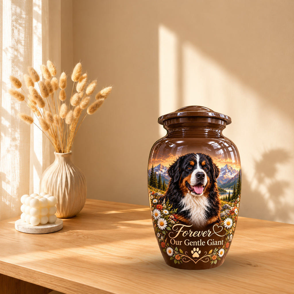 dog photo memorial urn for dog ashes, handmade aluminum pet memorial urn with photo – picture 10
