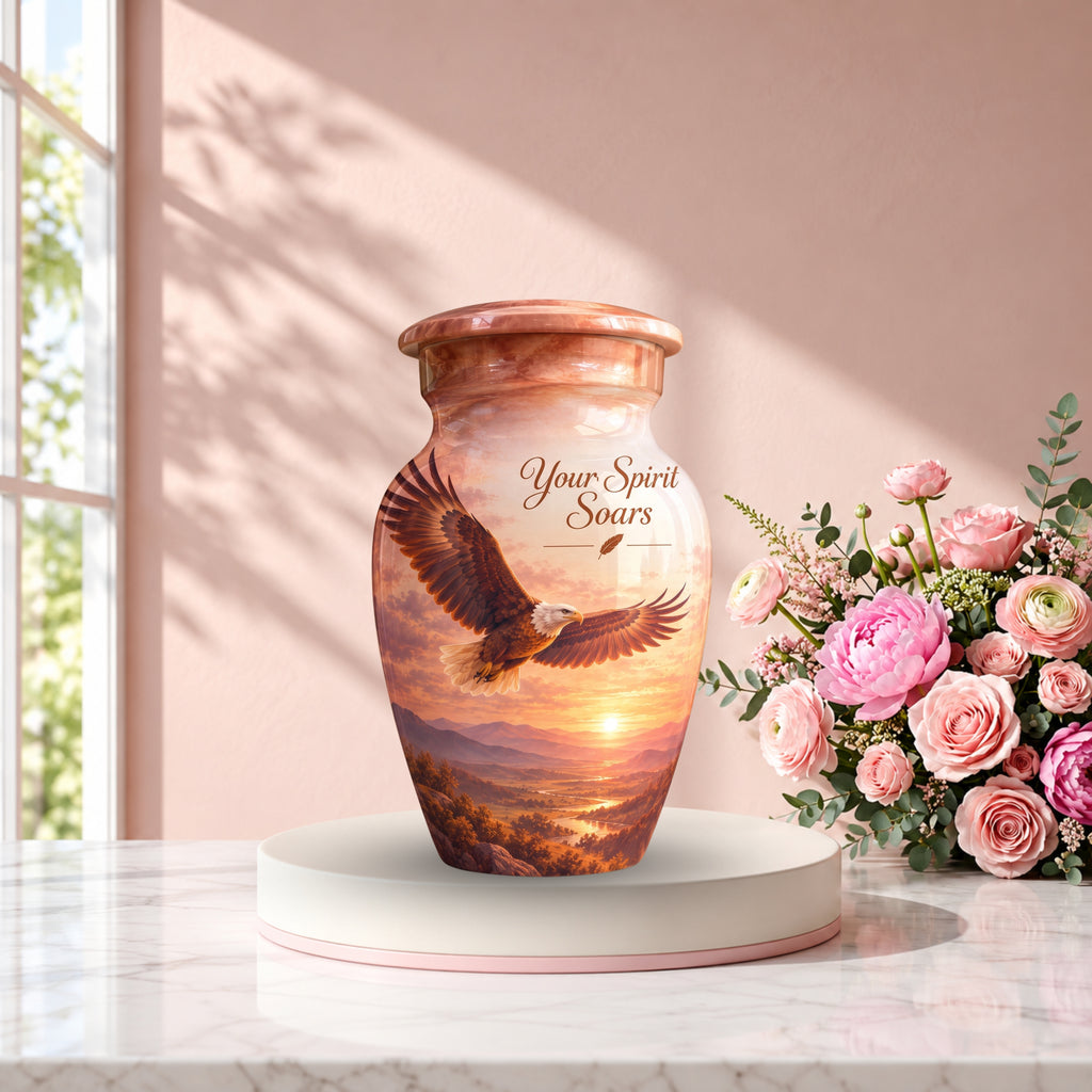 Bald Eagle Cremation Urn for Human Ashes – Personalized Handmade Aluminum Urn
