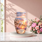 Two Doves on Blossom Branch Cremation Urn for Human Ashes – Personalized Handmade Aluminum Urn