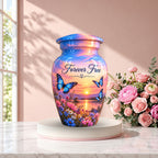 Butterfly Meadow Cremation Urn for Human Ashes – Personalized Handmade Aluminum Urn