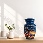 patriotic eagle memorial cremation urn for human ashes, handmade aluminum – photo 10