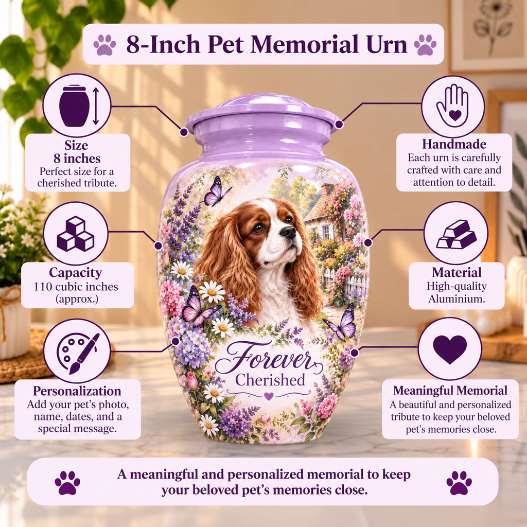 personalized dog photo urn for dog ashes, handmade aluminum pet memorial urn with photo – picture 1