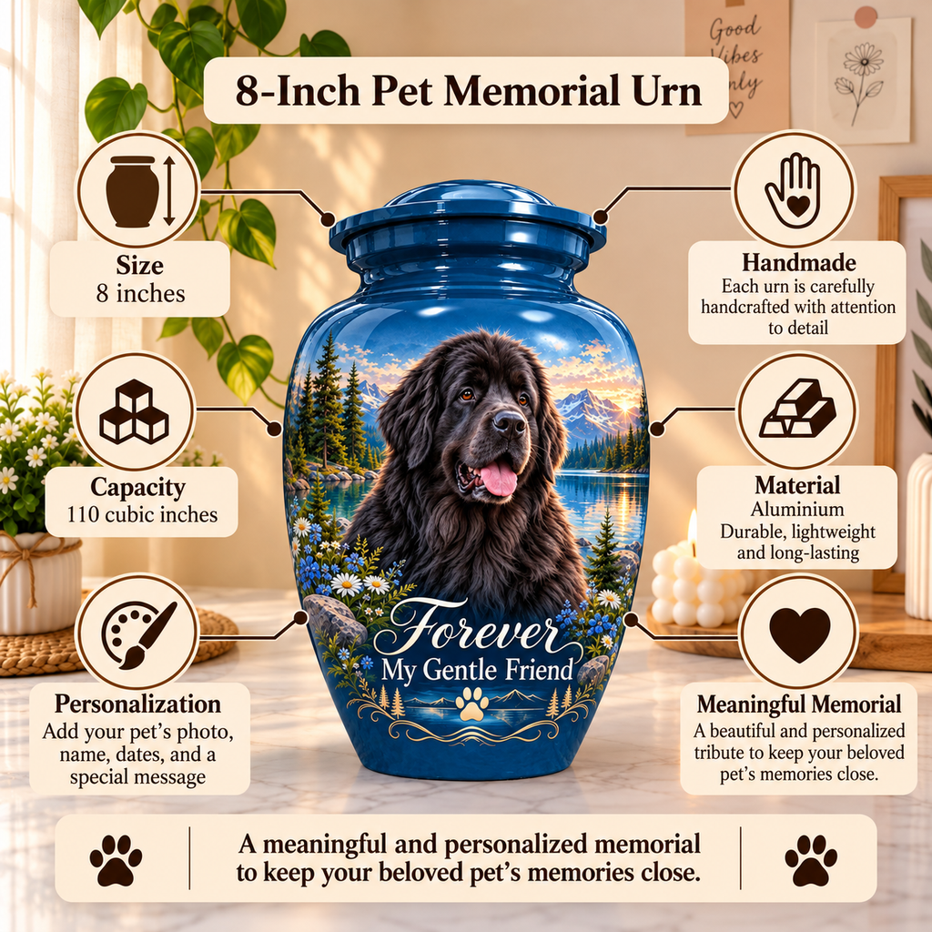 custom pet portrait urn for dog ashes, handmade aluminum pet memorial urn with photo – picture 2