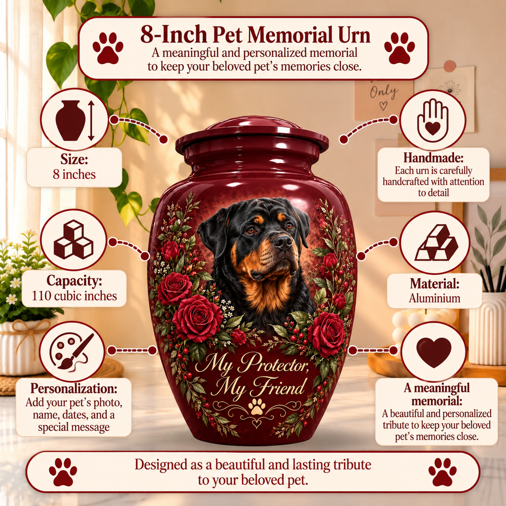 personalized dog photo memorial urn for pet ashes, handmade aluminum pet memorial urn with photo – picture 1