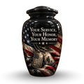 military veteran memorial cremation urn for human ashes, handmade aluminum – photo 1