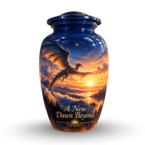 fantasy dragon urn for human ashes, handmade aluminum urn – photo 1