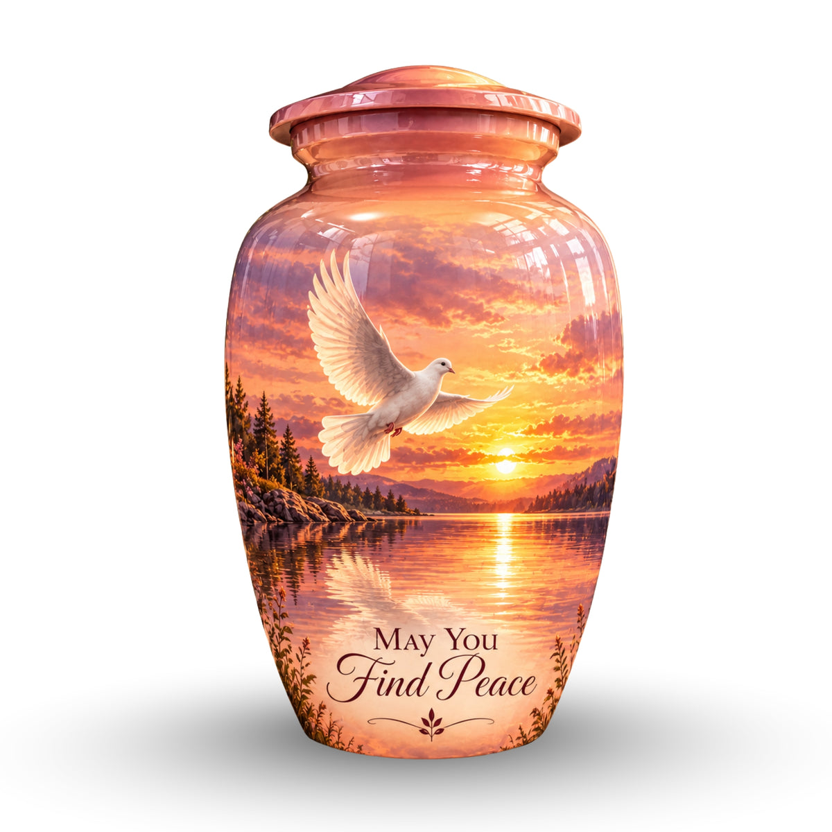 Lakeside Dove Cremation Urn for Human Ashes – Personalized Handmade Aluminum Urn