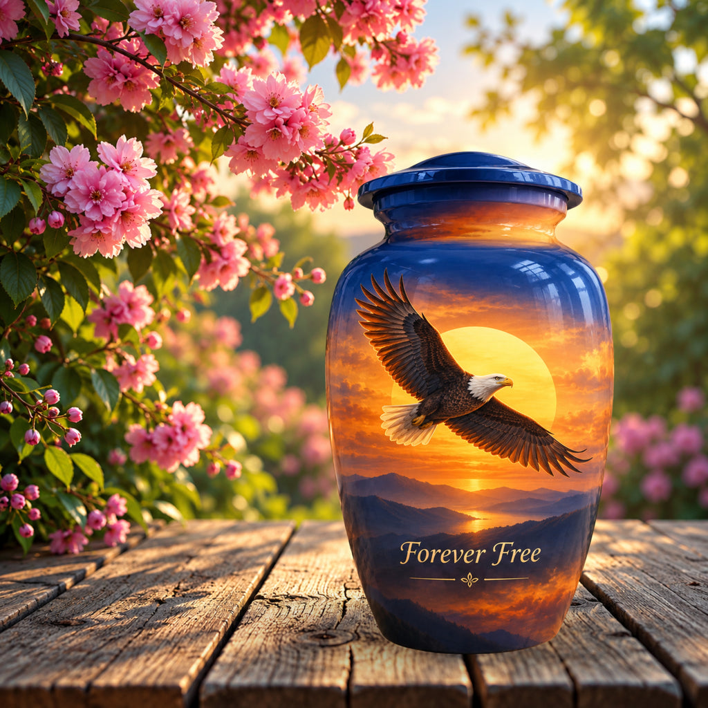 Bald Eagle Cremation Urn for Human Ashes – Personalized Handmade Aluminum Urn