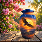 Bald Eagle Cremation Urn for Human Ashes – Personalized Handmade Aluminum Urn