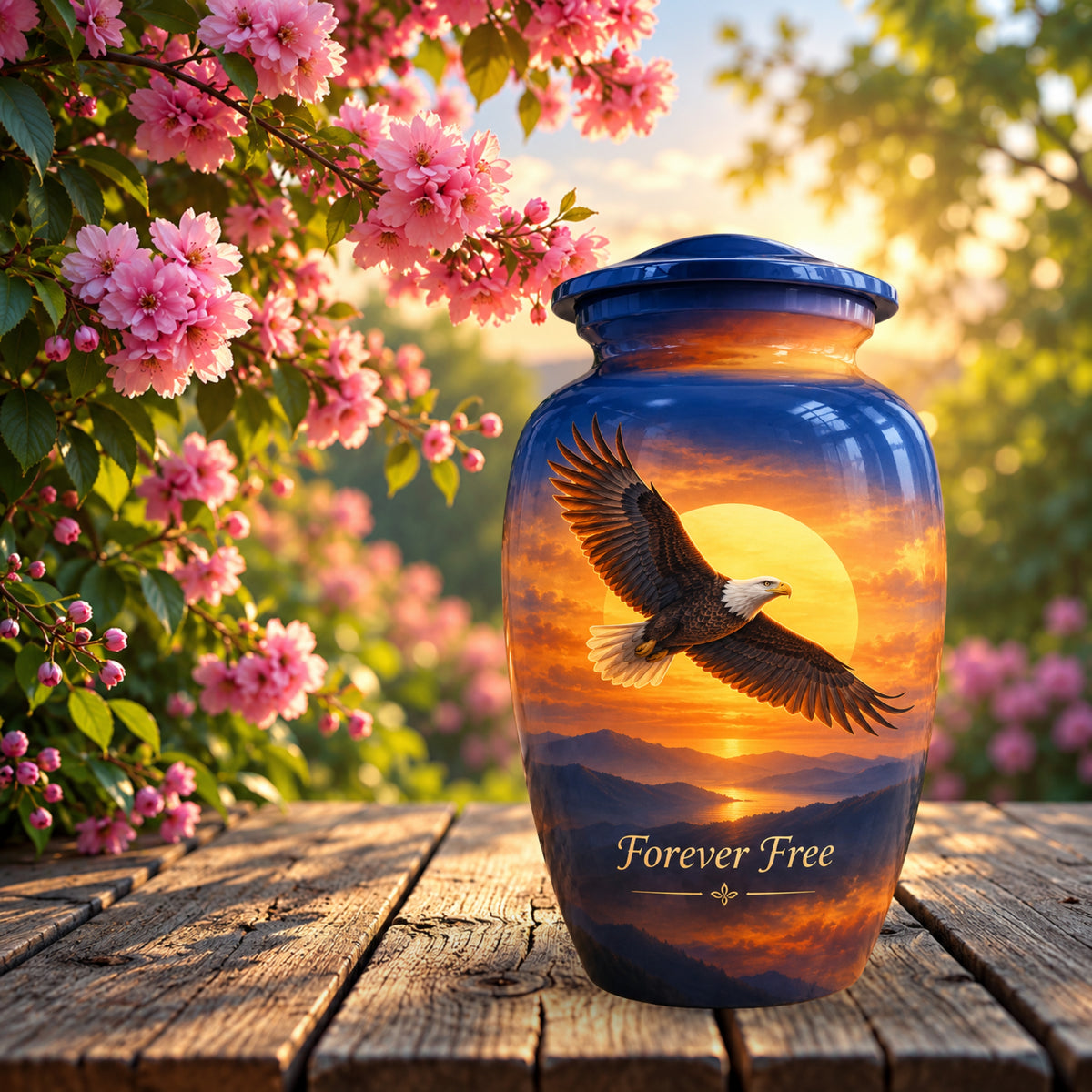 Bald Eagle Cremation Urn for Human Ashes – Personalized Handmade Aluminum Urn