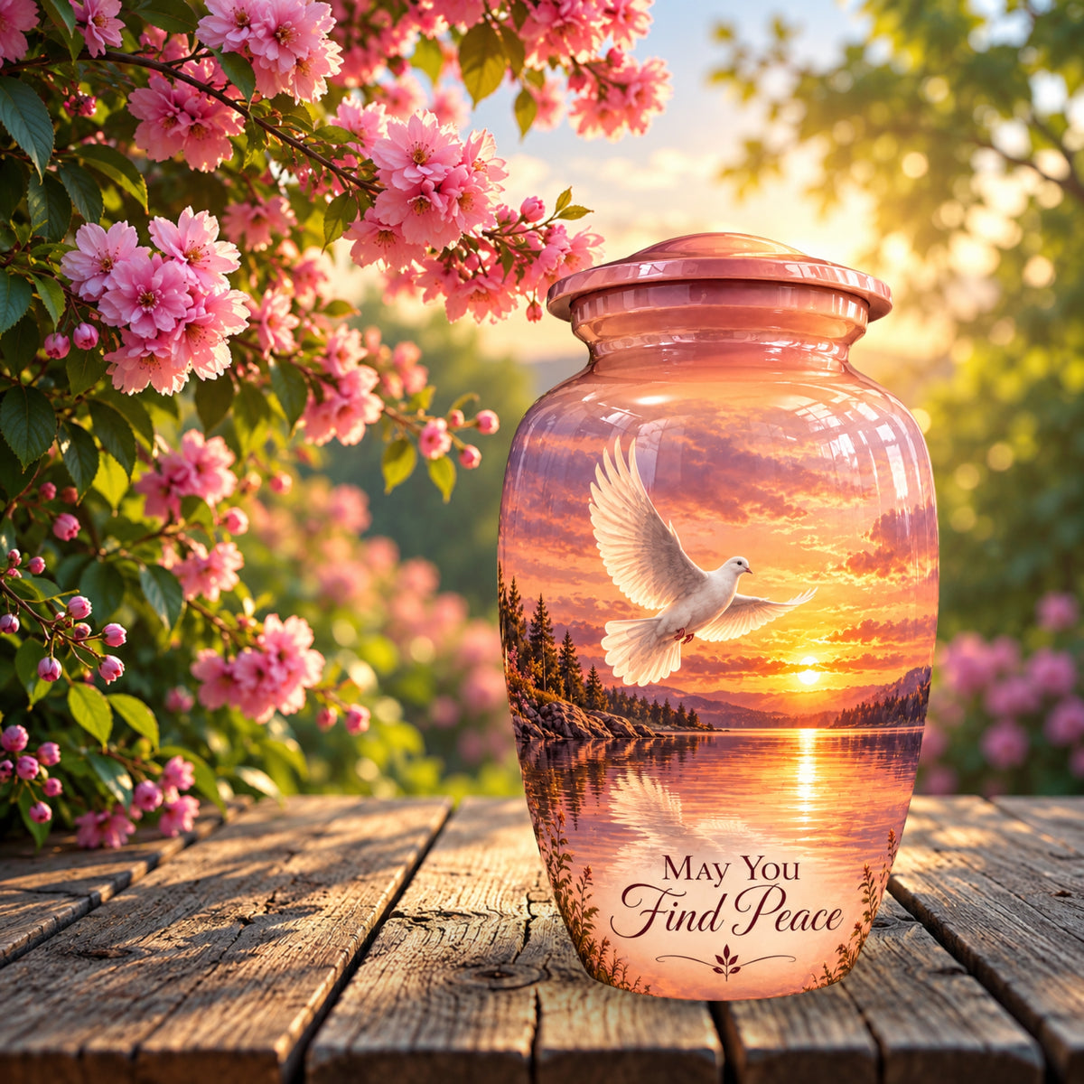 Lakeside Dove Cremation Urn for Human Ashes – Personalized Handmade Aluminum Urn