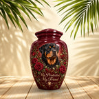 personalized dog photo memorial urn for pet ashes, handmade aluminum pet memorial urn with photo – picture 2