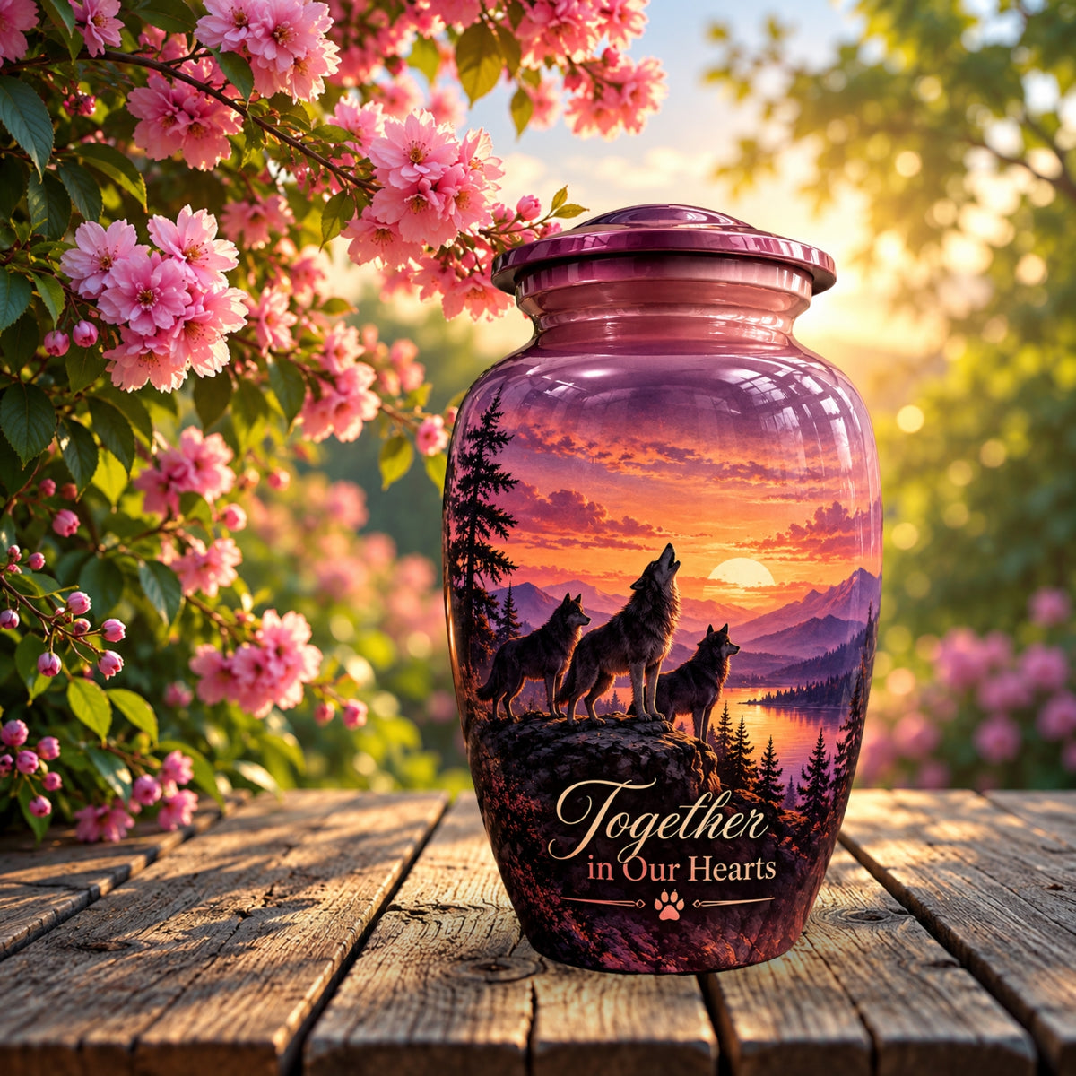 Purple Twilight Cremation Urn for Human Ashes – Personalized Handmade Aluminum Urn