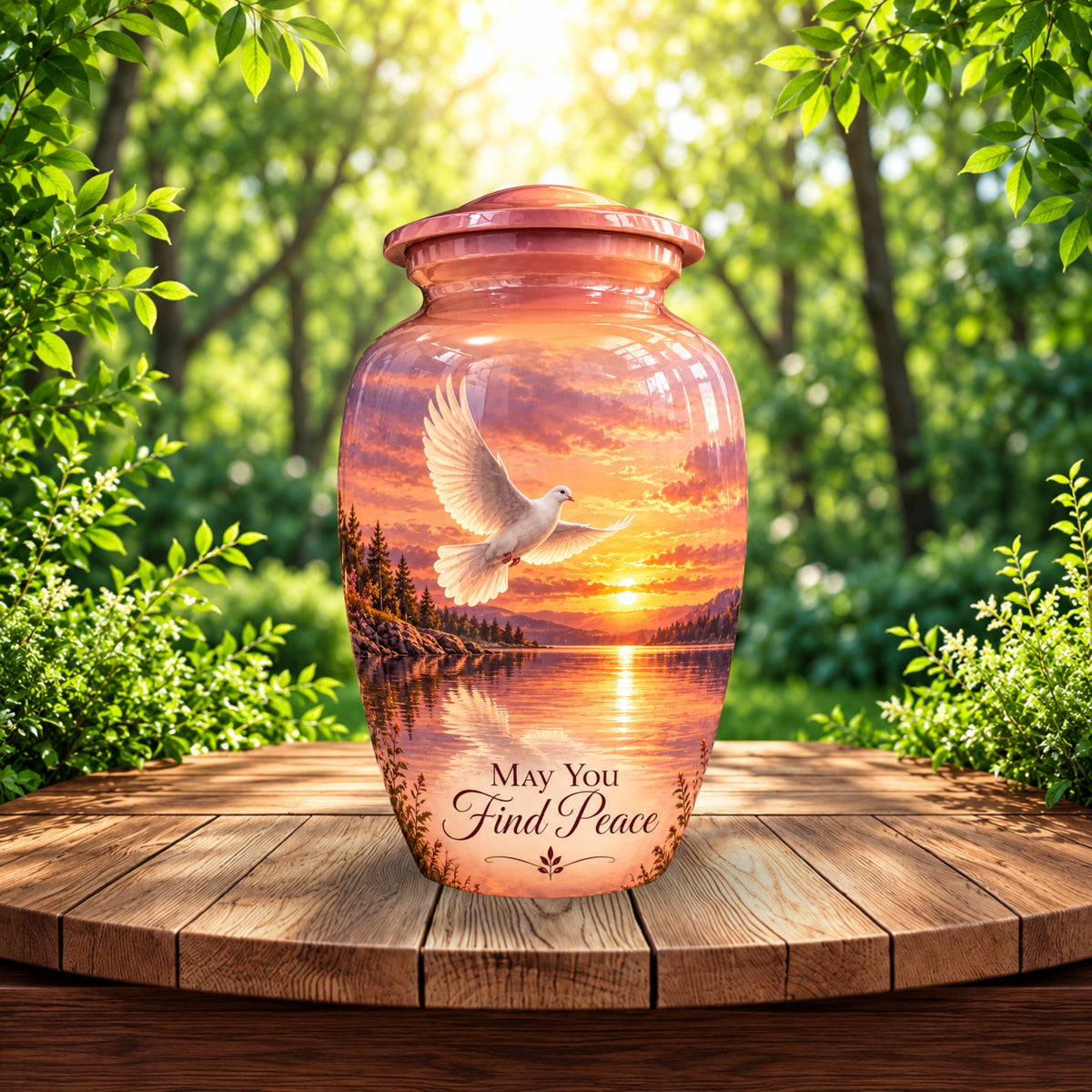 Lakeside Dove Cremation Urn for Human Ashes – Personalized Handmade Aluminum Urn