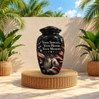 military veteran memorial cremation urn for human ashes, handmade aluminum – photo 3