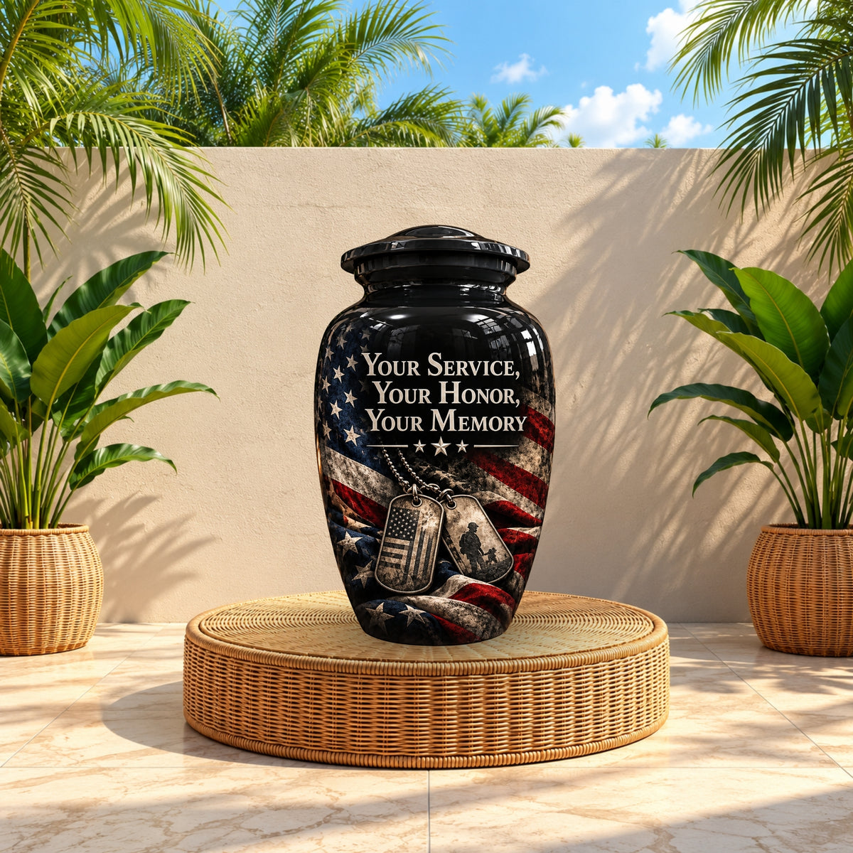 military veteran memorial cremation urn for human ashes, handmade aluminum – photo 3