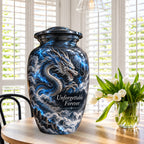 fantasy dragon cremation urn with keepsakes, handmade aluminum urn – photo 3