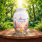 Butterfly and Blossom Memorial Cremation Urn for Human Ashes – Personalized Handmade Aluminum Urn