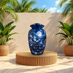 moonlit blue butterfly cremation urn for human ashes, handmade aluminum – photo 3